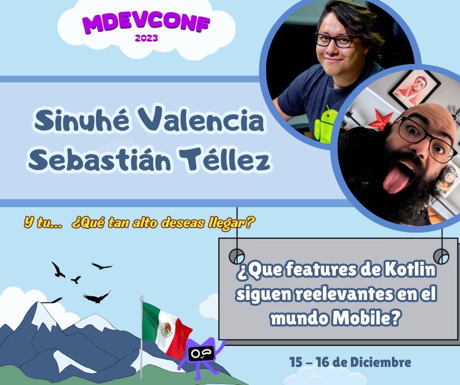 mDevConfBO's tweet photo. 🎉🎉5tos invitados 🎉🎉
Desde México nos acompañan @Sinuhé y @Sebastián comentandonos los cambios en el mundo Mobile y las cosas del kotlin que conocimos hace años que siguen siendo relevantes para el kotlin y el mundo Mobile moderno. #mDevConf2023 #mDevConf #EnLasAlturasEdition https://t.co/z0QsV52zi2
