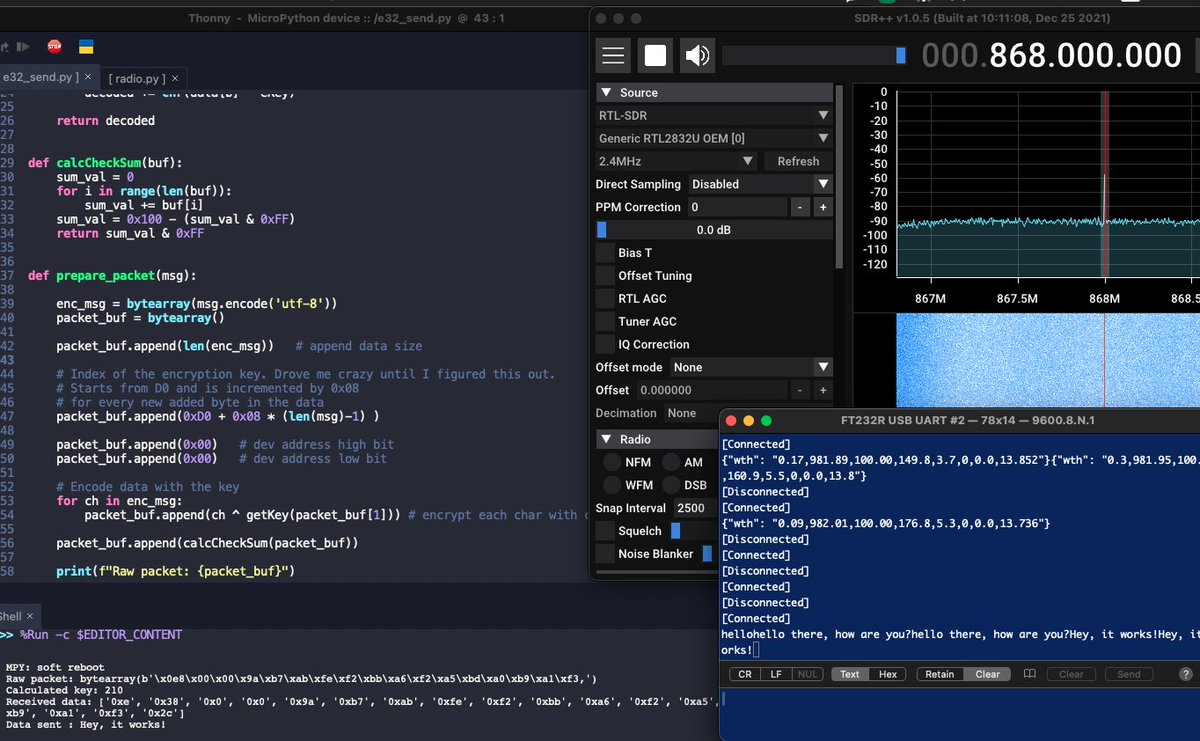 Finally managed to find instructions for reversing the protocol for Ebyte e32-868T20D  Lora module!  Now I have a complete #micropython example of RX/TX between generic sx1262 and Ebyte e32. Thanks to the unsung heroes of a github Lora thread who did the heavy lifting!