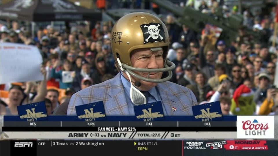 Bill Belichick brought his own Navy helmet to College Gameday 😂