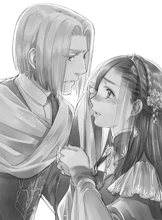 Tellatez's tweet photo. We finally got the official LN illustrations of Ferdinand &amp; Rozemyne engagement https://t.co/8fPjk8WngU