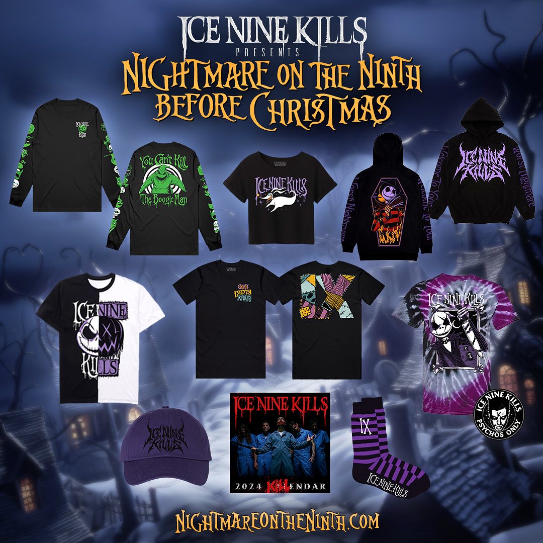 ICENINEKILLS's tweet photo. ‘Instead of Screams, I swear I can hear music in the air’….Shop the ‘Nightmare on The Ninth Before Christmas’ collection now only at https://t.co/fMmOQAflZ7 🎄💀 https://t.co/HICMUnIxL4