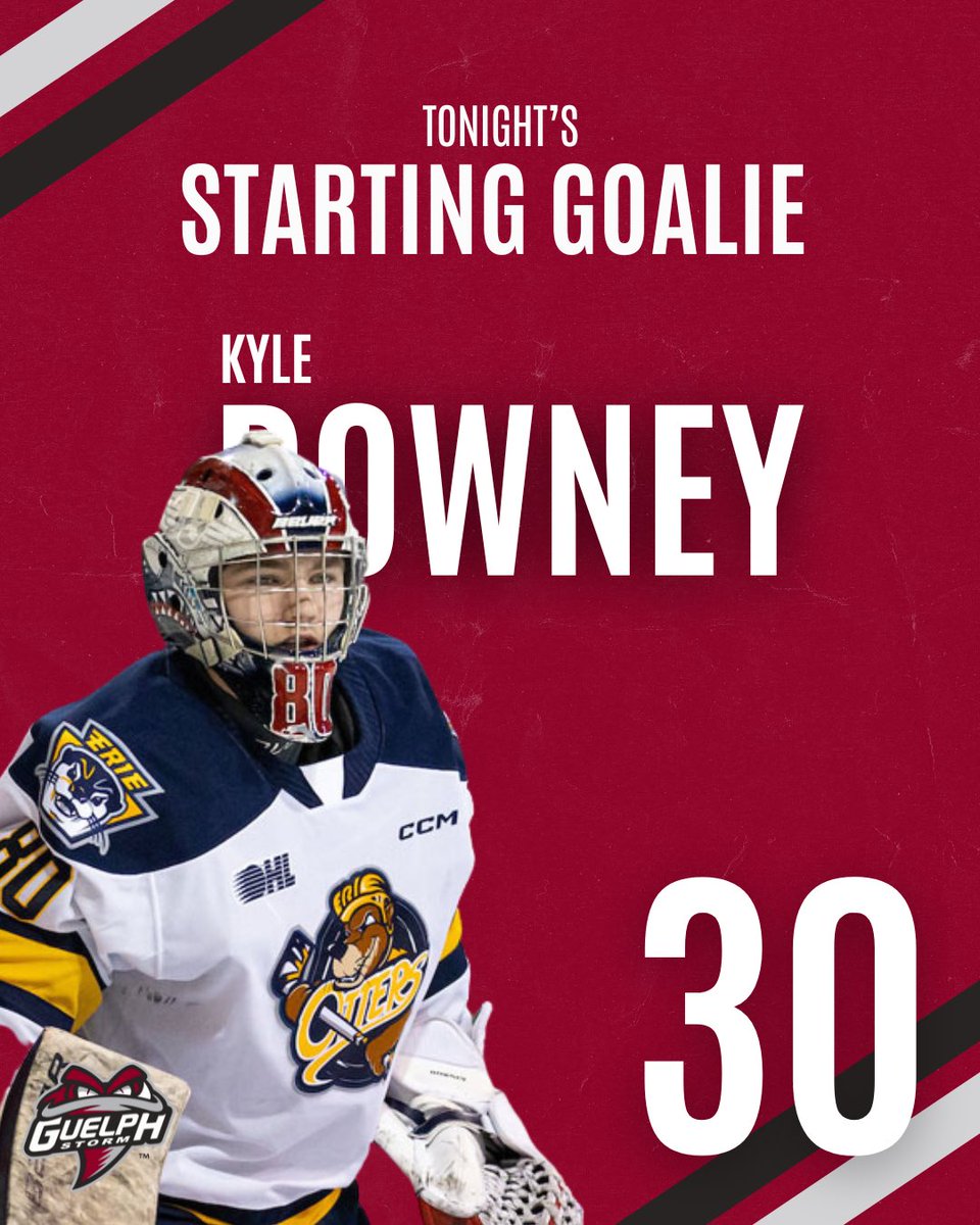 OttersZone's tweet photo. There will be a familiar face starting in net for Guelph tonight! Former Otter Kyle Downey will get the start on loan from Kingston! #WelcomeBackKyle #ERvsGUE https://t.co/WxaK29dMbb