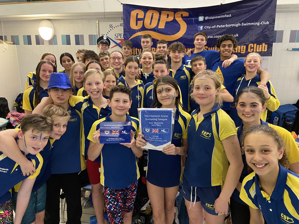 COPSSwimFast's tweet photo. Congratulations to our magnificent team today winning their 10th East Midlands @Natswimleague title 💥🏆👏
Great effort by everyone today 👌thank you to the supporters, officials, volunteers and teams for making it a special afternoon 💙💛 https://t.co/qIz7ood9Hn