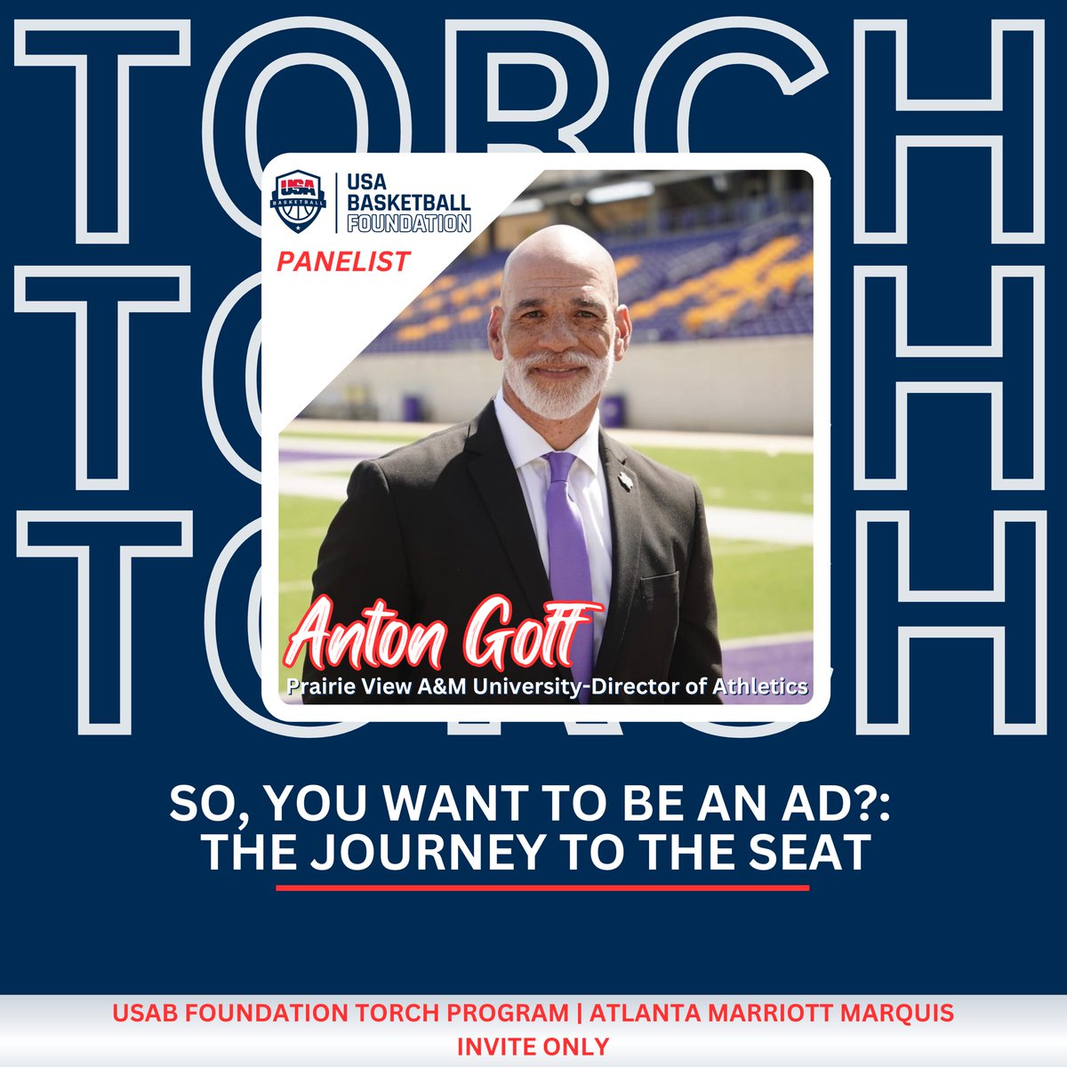 PVAMUATH:  AD Anton Goff will join a panel of speakers for the USA Basketball Foundation Torch Leadership Program!

Dec. 15th at 1:00 pm ET Goff will share his expertise &amp; engage with fellow individuals who are dedicated to creating opportunities for young sports professionals.