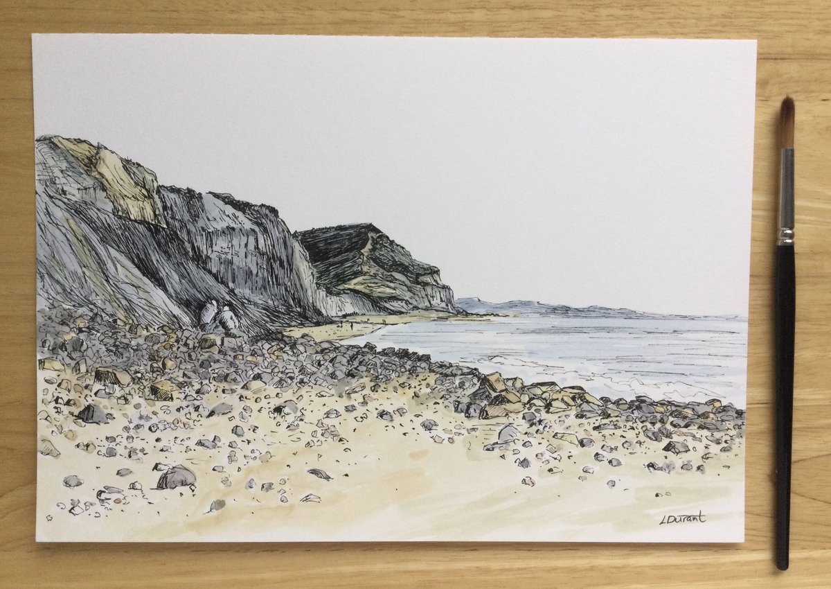 Charmouth Beach and Golden Cap. #penandwash #Dorset #Charmouthbeach