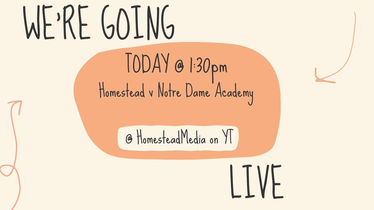 We're less than 1 hour away from going live! ✨ 
TODAY @ 1:30 --&gt;
Homestead vs. Notre Dame Academy 🏀 
DON'T MISS IT! TUNE IN LIVE @ HOMESTEADMEDIA ON YT