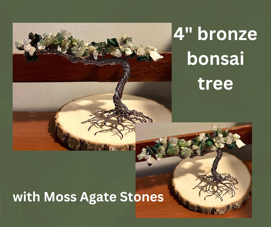FullmoonMaster1's tweet photo. 4” wire bonsai trees with stones. https://t.co/NfiZVxhdlC. #bonsaitree #shopsmall #wireart https://t.co/S0HovEIdE1