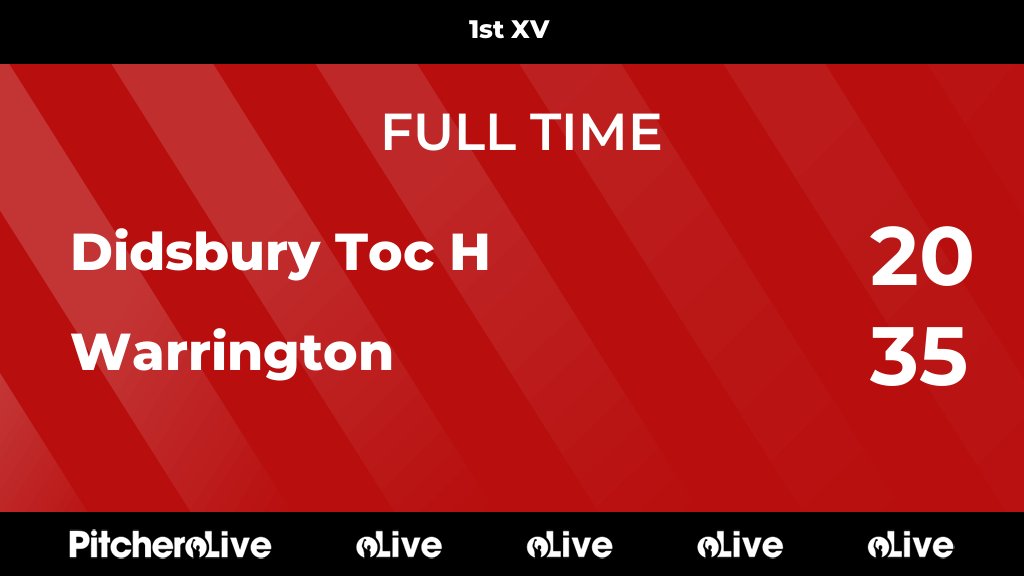 WarringtonRUFC's tweet photo. FULL TIME: Didsbury Toc H 20 - 35 Warrington
#DIDWAR #Pitchero
https://t.co/zvCnGksS0U https://t.co/n0DMUTRhGe