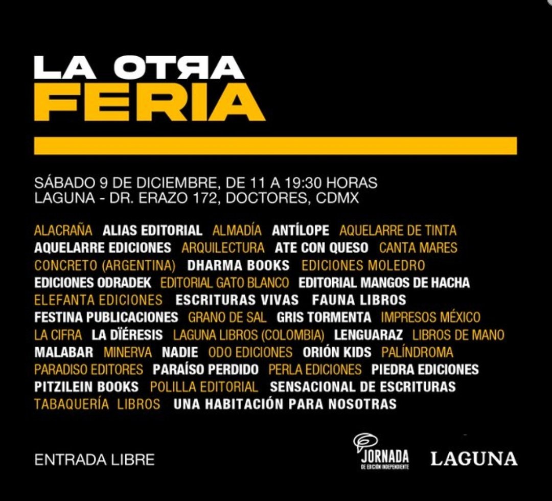 Amigos, estoy es hoy. Vamos a apoyar a la edición independiente. Ahí nos vemos: