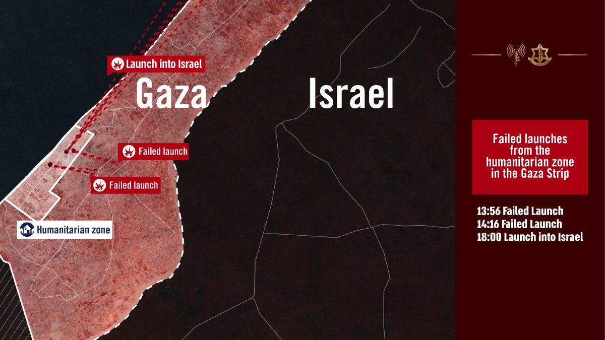 IDF's tweet photo. Al-Mawasi is the humanitarian zone in Gaza, meant to keep civilians away from the battlefield.

But Hamas keeps putting Gazans in the line of fire. They fire dozens of rockets from the designated humanitarian zone, rockets that often misfire and put even more Gazans at risk. https://t.co/0fsmkLIDag