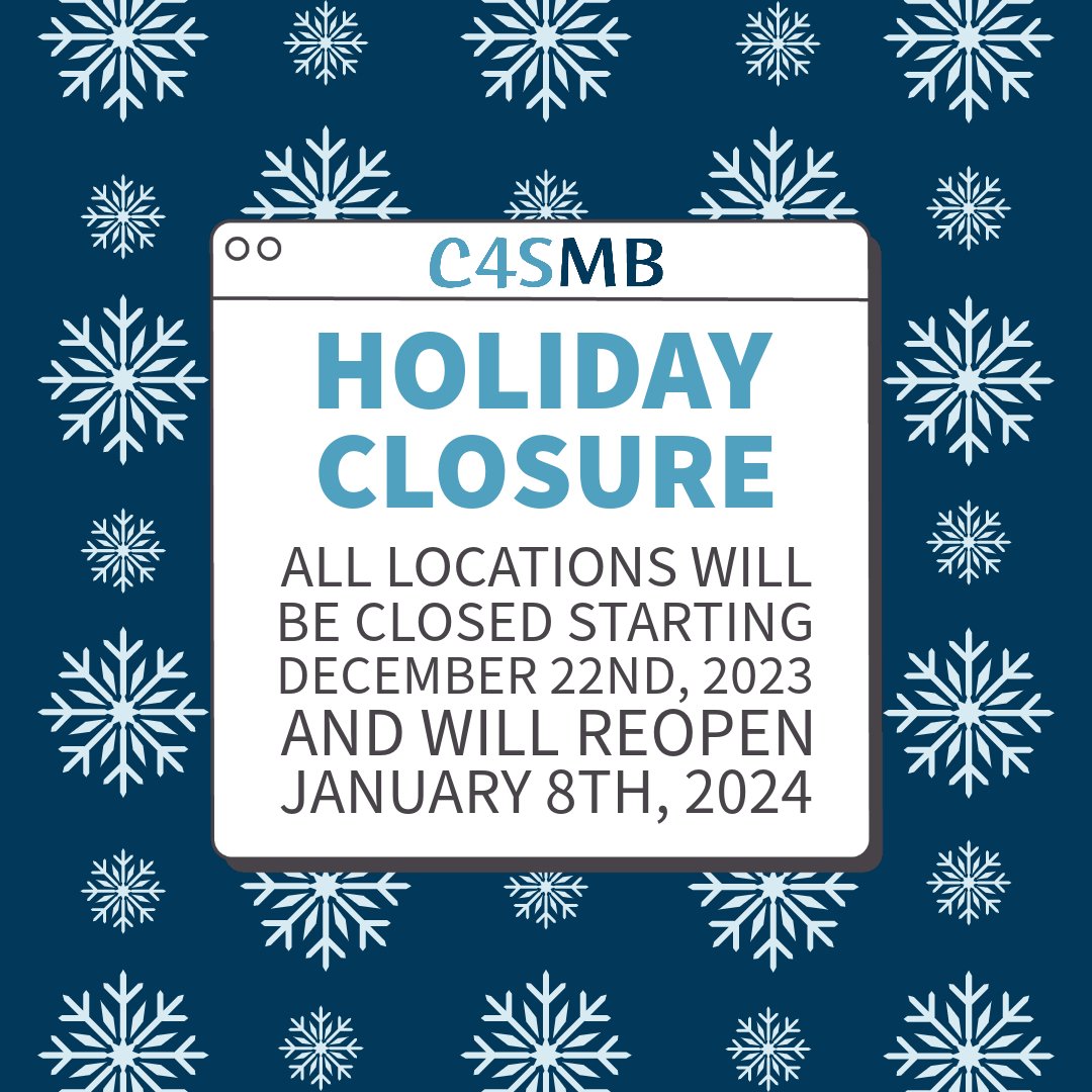 Computers for Schools Manitoba (@c4smb) on Twitter photo We are closed for two weeks this year over the holidays starting December 22nd. If you have any questions before we close, please don't hesitate to reach us!
Phone: (204) 988-1790
Email: info@c4smb.ca We are closed for two weeks this year over the holidays starting December 22nd. If you have any questions before we close, please don't hesitate to reach us!
Phone: (204) 988-1790
Email: info@c4smb.ca