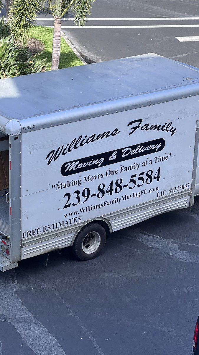 Moving day. The Williams Family Moving &amp; Delivery does not disappoint.