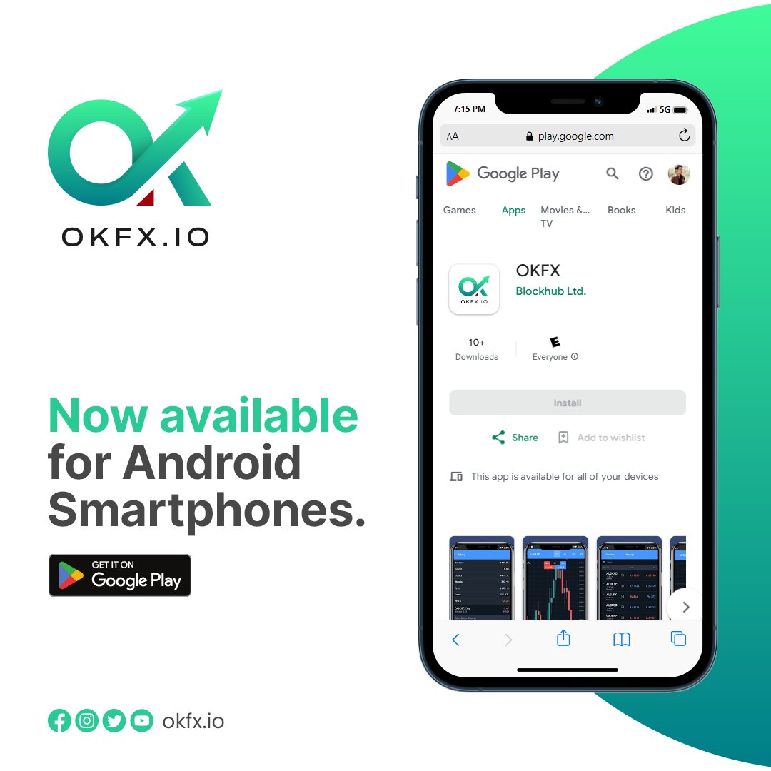 BFicTrends's tweet photo. Exciting news! 

Embark on your trading journey with OKFX, 
Now available for Android Smartphones! 📲.

Experience seamless trading &amp; 
start your journey to financial success,
Download OKFX today &amp; trade with confidence! 📈
#Okfx #OKFX.IO https://t.co/zyM3MrOS1m