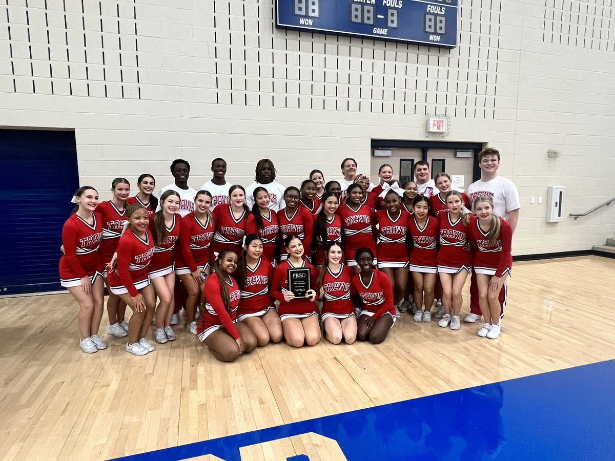 Congratulations @travis_cheer on 1st place in the Co-ed Division at the FBISD Cheer Showcase! @FBISDAthletics @THS_Tigers