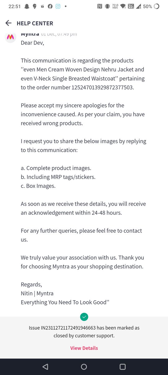 GuptaonT's tweet photo. @myntra @MyntraSupport @Flipkart @flipkartsupport
My complaint ending with #6663 is unresolved for 11 days now. I've not been responded to the thread on help centre for past 5 days. My mails regarding this haven't been responded to. Approx 2250 rupees are stuck at your end. HELP! https://t.co/bA1yJLPEhy