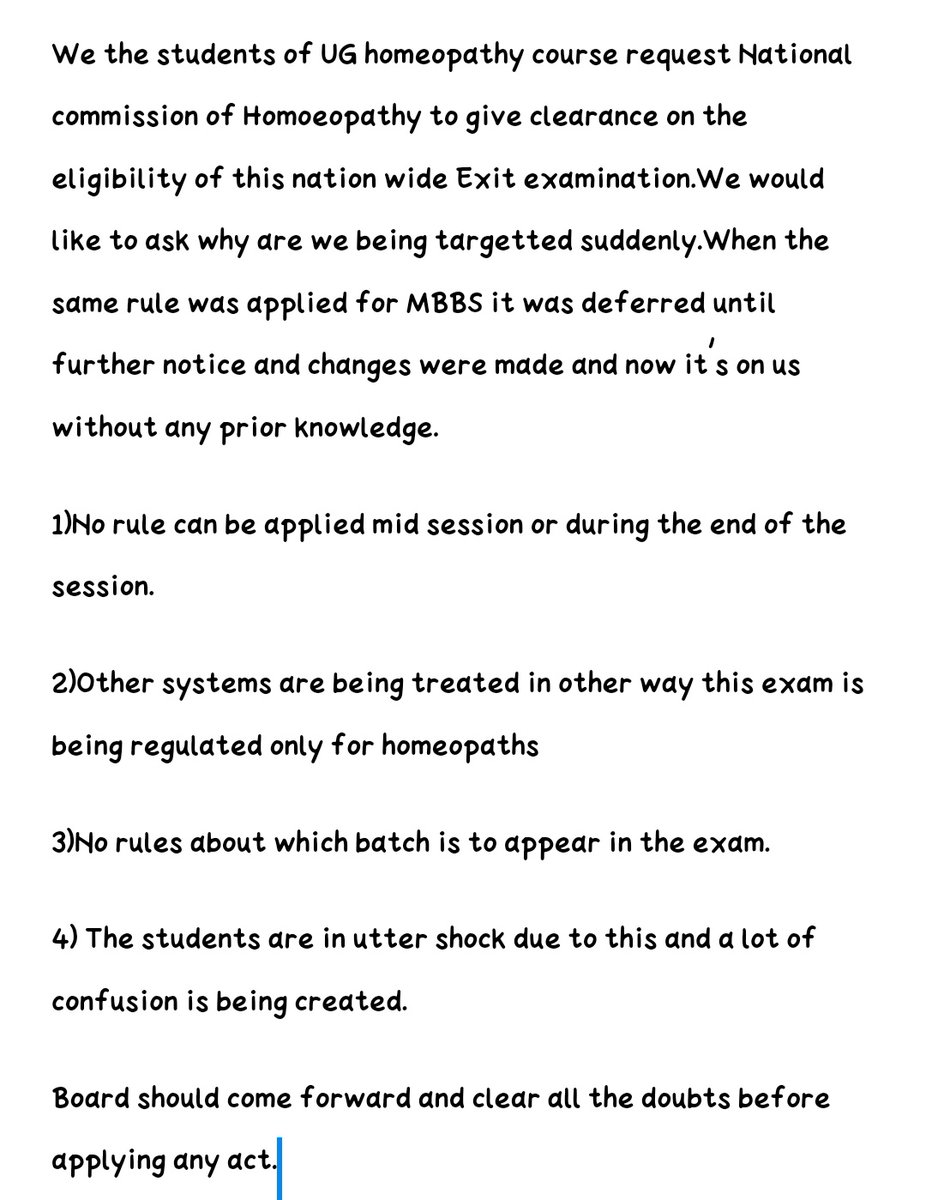AIHMSA23's tweet photo. Homeopathy students around the country are in utter shock due to this Exit exam.A medico goes through so many exams and now this one too? But why us? Why not all systems? Don't we deserve to know ?
#noexitforhomeopathy
#NONEXTFORHOMOEOPATHY
#homoeopathy https://t.co/wwYRg7DzaV