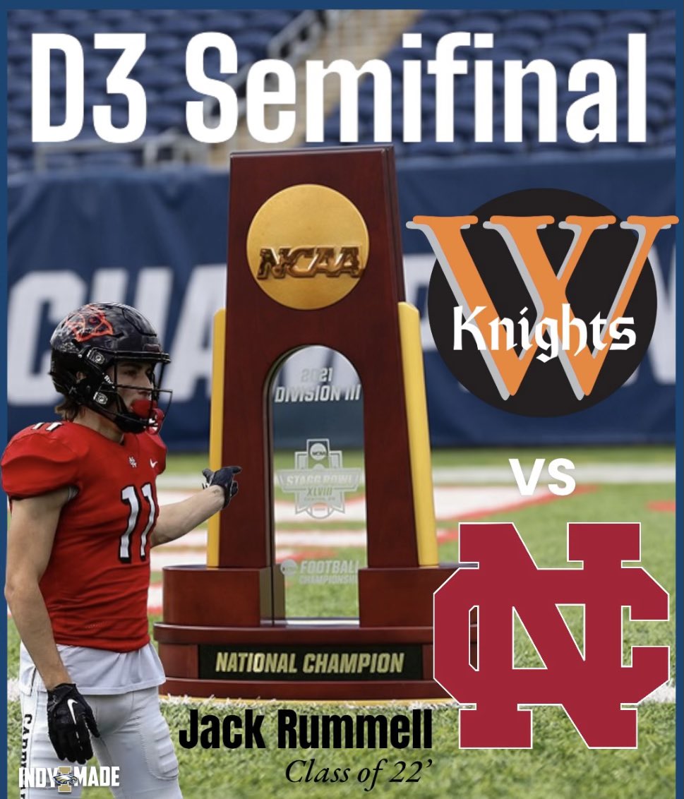 wcsIHSfootball's tweet image. Good luck today @JackRummell4488 &amp;amp; @football_ncc today in the semifinals! 

Kickoff is today at 2:30 PM CT

#ALLINdy | #IndyMade

#OLH