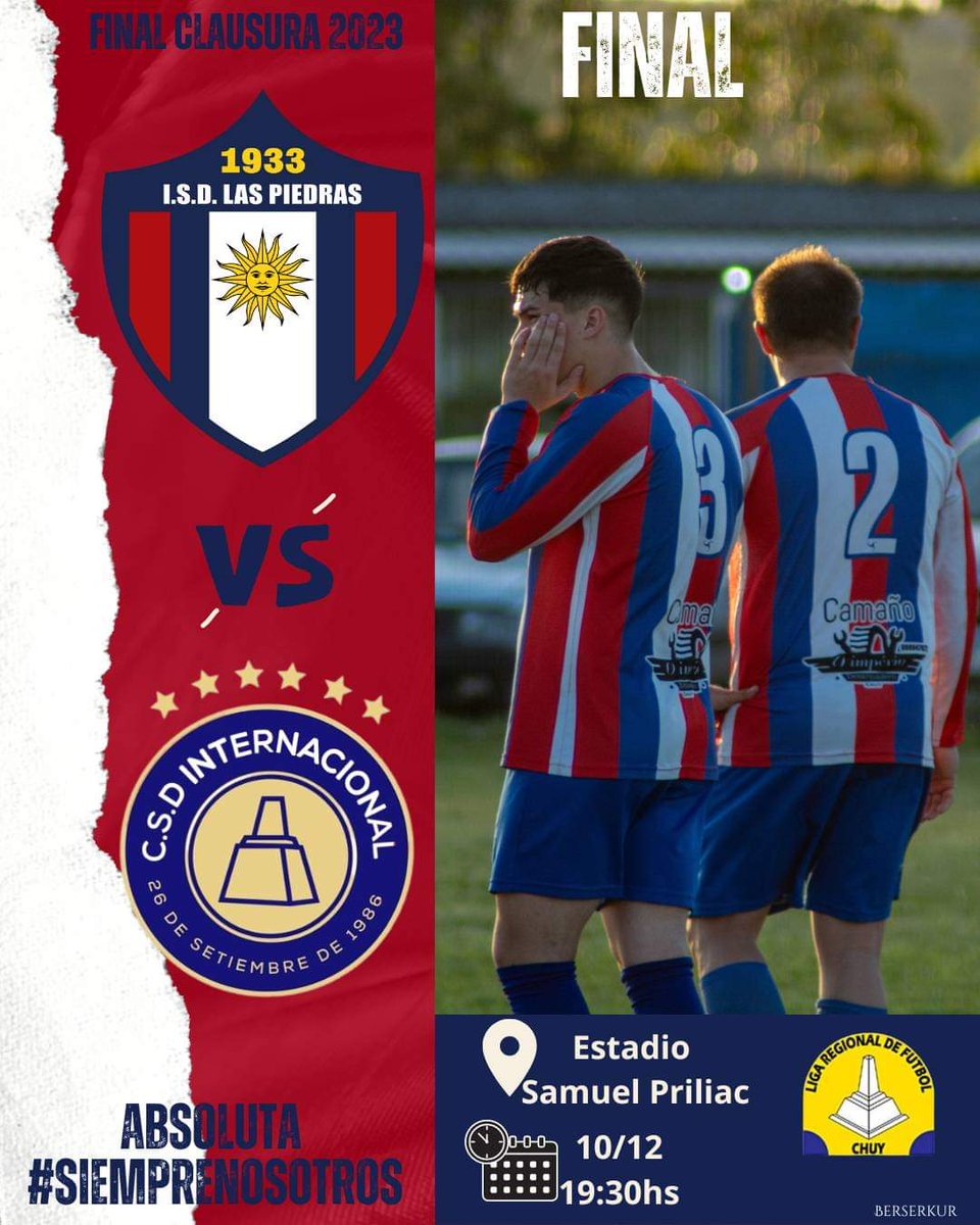 ¡HAY FINAL!

Este domingo se juega la definición del TORNEO CLAUSURA 2023 DE CHUY. Nos enfrentamos al Internacional campeón actual.
Vamos con todo a alentar al Pedrense 🔵⚪🔴

📷 <a href="/luu_rodrigueez/">🦦 coloo</a>
Diseño: Berserkur 

#siemprelaspiedras
#ElClubDelPueblo