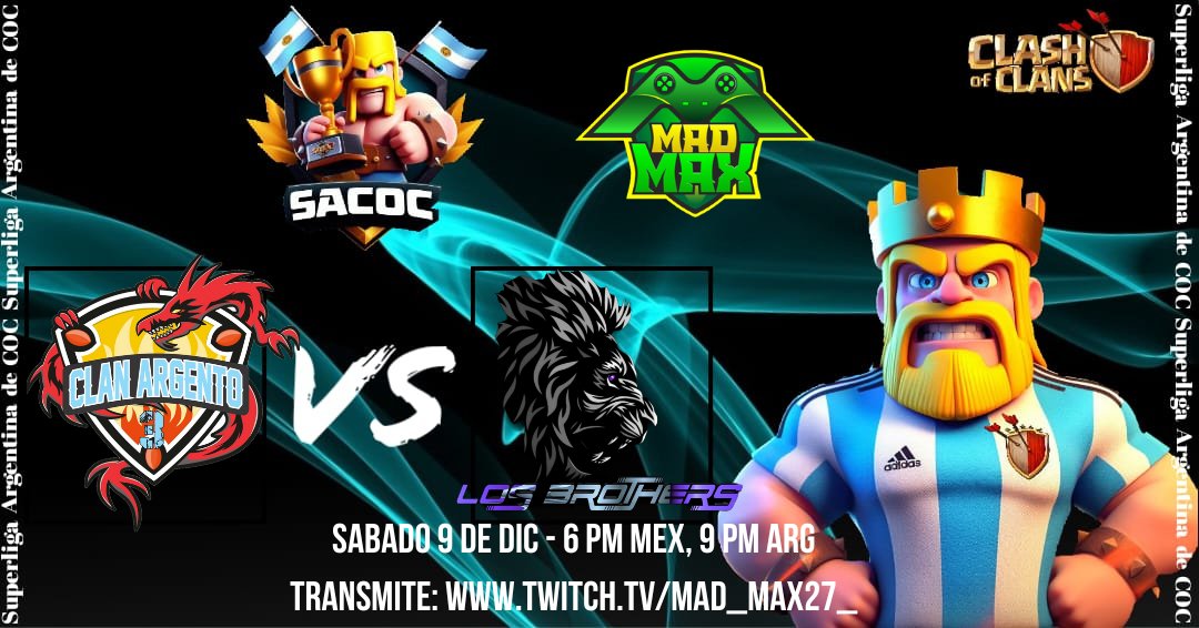 mad_max27_ (@mad_max27_) on Twitter photo Se viene una final imperdibleeee!!!!
Los chicos de Los Brothers vs Clan Argento 3 definen La Superliga Argentina de Coc!!!
Venite, no podes perdértela .
Transmito por mi canal de twitch: twitch.tv/mad_max27_
6 pm 🇲🇽 9 pm 🇦🇷
<a href="/LosBrothers__/">Los Brothers</a>
<a href="/ClanArgento3/">Clan Argento III</a> Se viene una final imperdibleeee!!!!
Los chicos de Los Brothers vs Clan Argento 3 definen La Superliga Argentina de Coc!!!
Venite, no podes perdértela .
Transmito por mi canal de twitch: twitch.tv/mad_max27_
6 pm 🇲🇽 9 pm 🇦🇷
<a href="/LosBrothers__/">Los Brothers</a>
<a href="/ClanArgento3/">Clan Argento III</a>