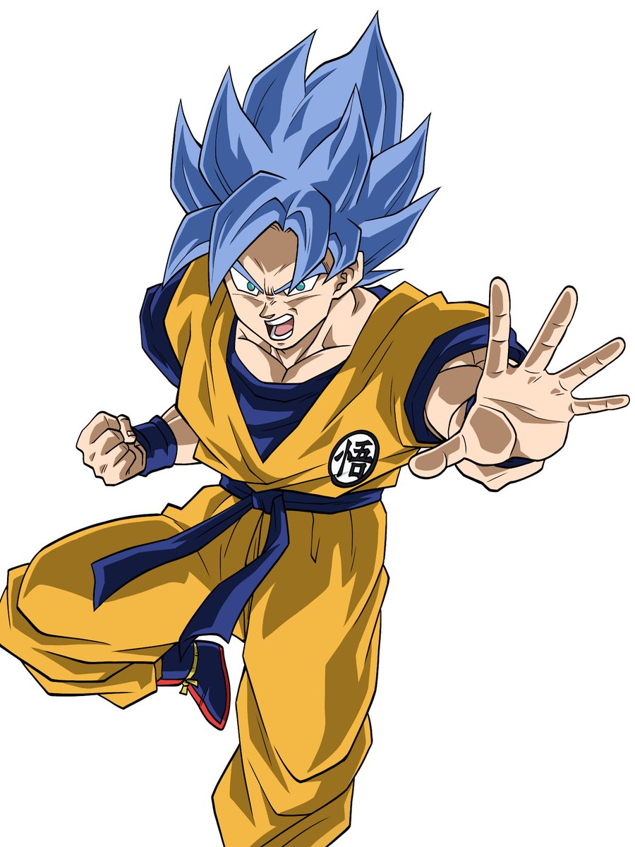son goku 1boy male focus blue hair solo open mouth white background blue eyes  illustration images
