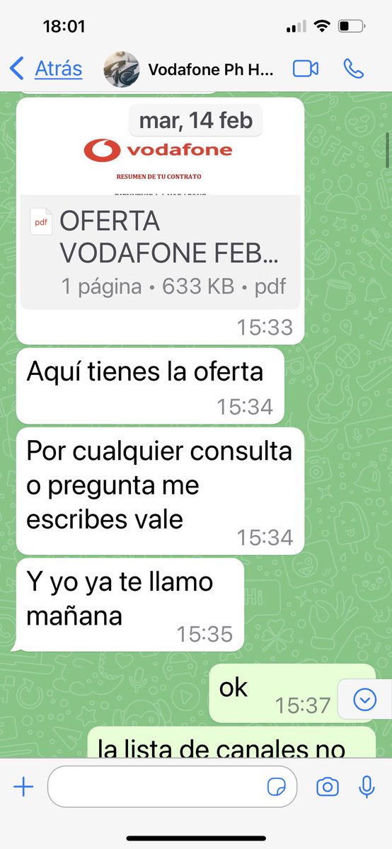 (XII)El morro q le echa <a href="/vodafone/">vodafone</a> con sus ofertas fake es directamente proporcional a su pésima atención.3 meses reclamando.El 6-N una tal Lucia comprobó el fraude y alucinó cómo osaban reclamar permanencia,quedó en llamarme.Hasta hoy.Huyan de esta compañía!!@FACUA <a href="/consumidores/">OCU</a>