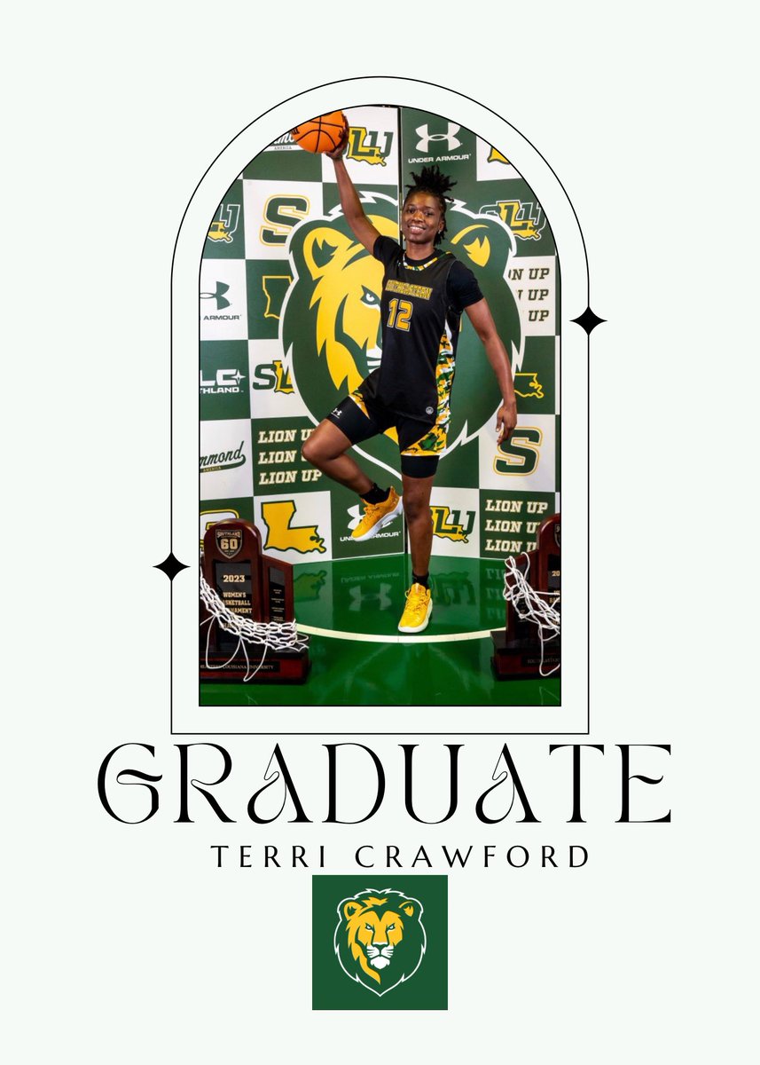 Congratulations to forward Terri Crawford on receiving her undergraduate degree today. We are proud of you. 
#LionUp💚💛