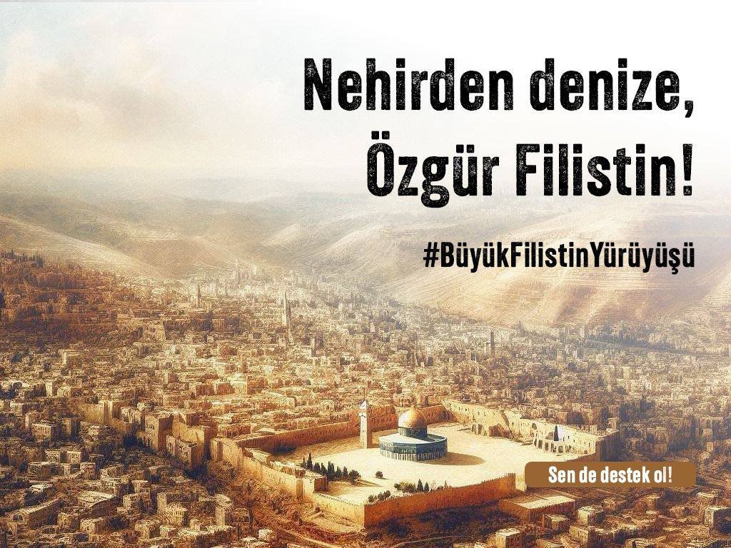 Filistinli kardeşlerimize yönelik saldırılarına karşı durmak için bir aradayız. İşgalci İsrail’in Gazze’de yürüttüğü saldırılar insanlık suçudur. #BüyükFilistinYürüyüşü