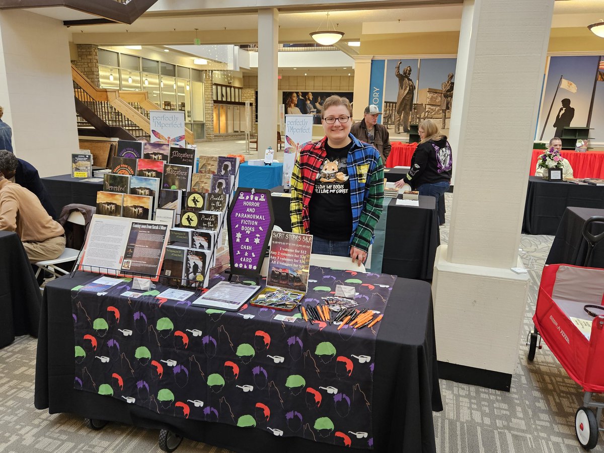 CuppaWords's tweet photo. Sarah J Dhue, Joe Hagen, Elizabeth Donald, and John McFarland are setup at the Hayner Local Author Book Fair now-3pm 📚 https://t.co/D19jradxSr