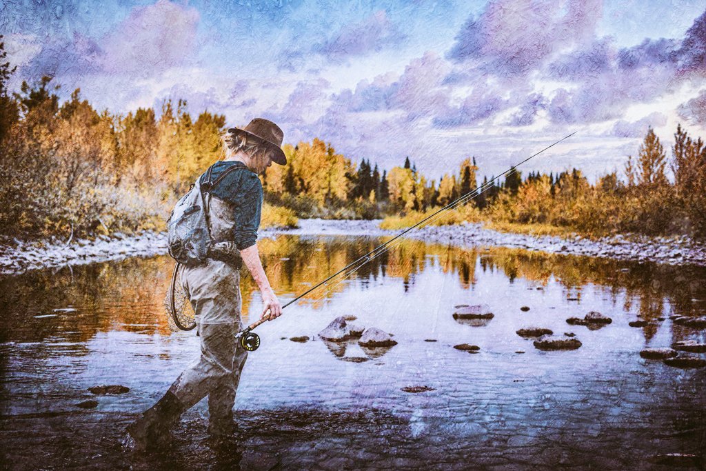 TonyBynum's tweet image. A "photo" from a project I shot for @backcountryhunters and @spottedbearspirits . I added some texture because I like texture. 😀 #midnightforest #whiskey #montana #flyfishing