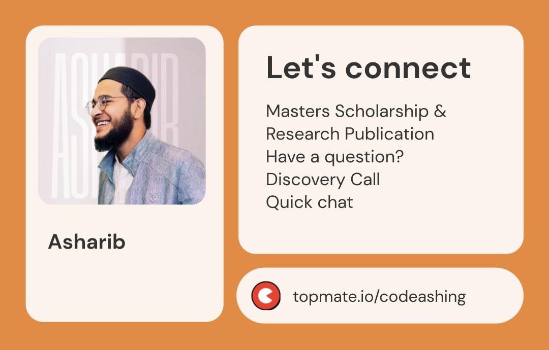 CodeAshing's tweet image. Greetings, everyone!

I&apos;m thrilled to support and contribute to the community through Topmate. Feel free to reach out for any questions or just to say hello!

See you there: topmate.io/codeashing

#topmate #mentorship #counseling