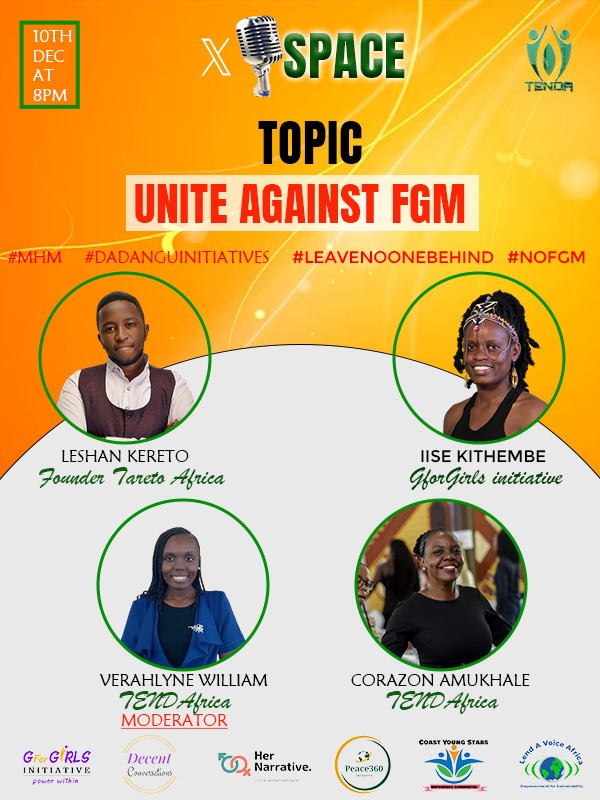 Ready, set, go! 'morrow is Human Rights Day. We choose to advocate for the right to human dignity, right to health &amp; right to life for every girl at risk of FGM. Come let's have a conversation <a href="/TENDAfrica/">TENDA</a>
#16DaysOfActivismAgainstGBV 
#DadanguInitiaves
#UNITE
#HumanRightsDay2023