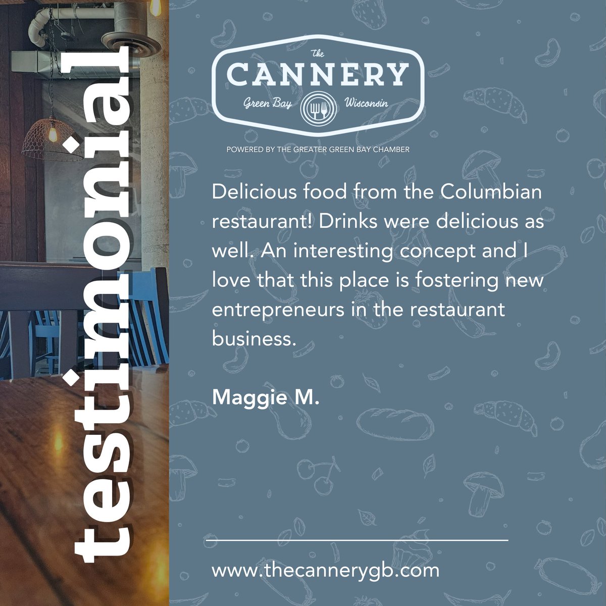 Taco 'bout amazing feedback! Your awesome reviews have spiced up our day more than Colombian Flavors' signature hot sauce. Thank you for the flavor-filled love and support, Maggie!

#greenbay #colombianfood #ColombianFlavors #restaurant #restaurantnearme #TheCanneryTestimonials