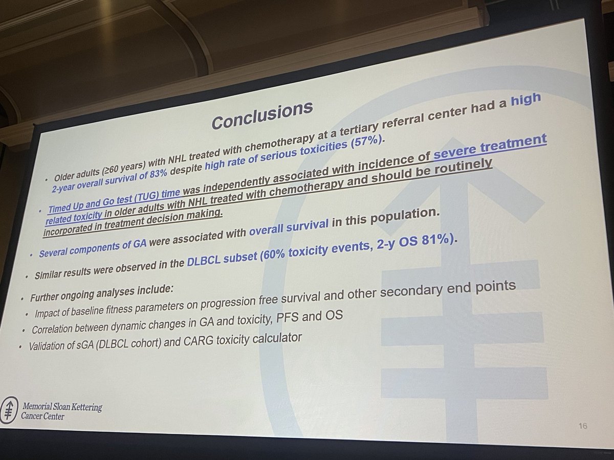 SSundaramMD's tweet photo. Simplify geriatric assessments! Easy to administer “Timed up and go” as an objective measure of frailty and predictor of severe therapy related toxicity in DLBCL. Outstanding work by ⁦⁦@PallawiTorkaMD⁩ #lymsm #ASH23 https://t.co/EdNktfkyX2
