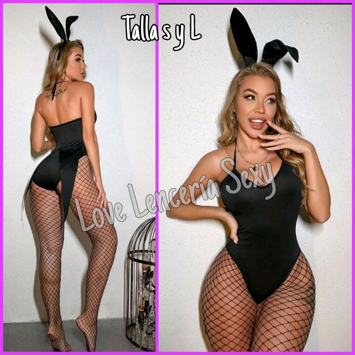 Bellísimo traje de conejita 🐰 en color negro
El set incluye el body, medias de red y diadema de orejas 
Disponible en talla s y L ✨