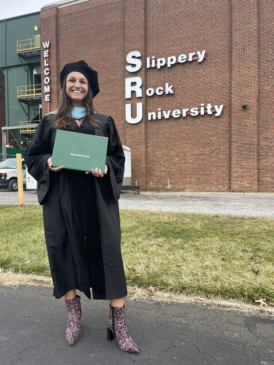 Thankful I had the best undergraduate and graduate experience at @setonhill and to play for @SHUgriffinsSB . It inspired me to follow my passion to @slipperyrocku for the doctoral program. I am #PSACproud and also now Dr. Danelle Locke