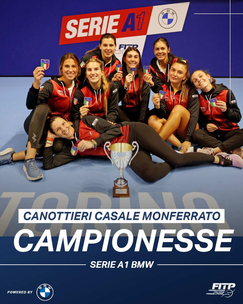 federtennis's tweet photo. Per il 2° anno di fila Campionesse d'Italia 🏆🇮🇹   

👏 Canottieri Casale Monferrato 👏   

#SerieA1 @BMWItalia | #tennis  
@regionepiemonte https://t.co/KqkdpZA5OY