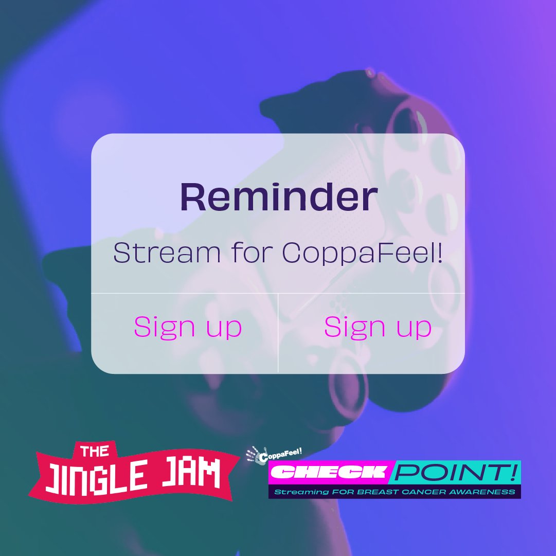 🎮 Want to have fun streaming AND raise money this December? To get involved with @jinglejam 2023 simply: 📱 Hit the link below to sign up 💻 Set up your Tiltify page #️⃣ Use #CoppaFeel!xjinglejam whilst streaming and make sure to tag CoppaFeel! bit.ly/49ZJQiw