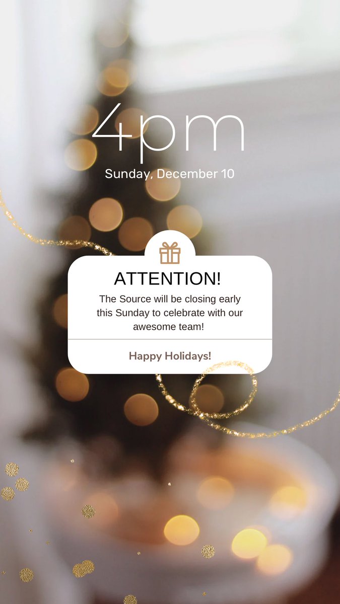 TheSourceAR's tweet photo. Closing at 4pm on Sunday to celebrate the holidaze with our amazing team! 💚 https://t.co/XQJAY0EReW