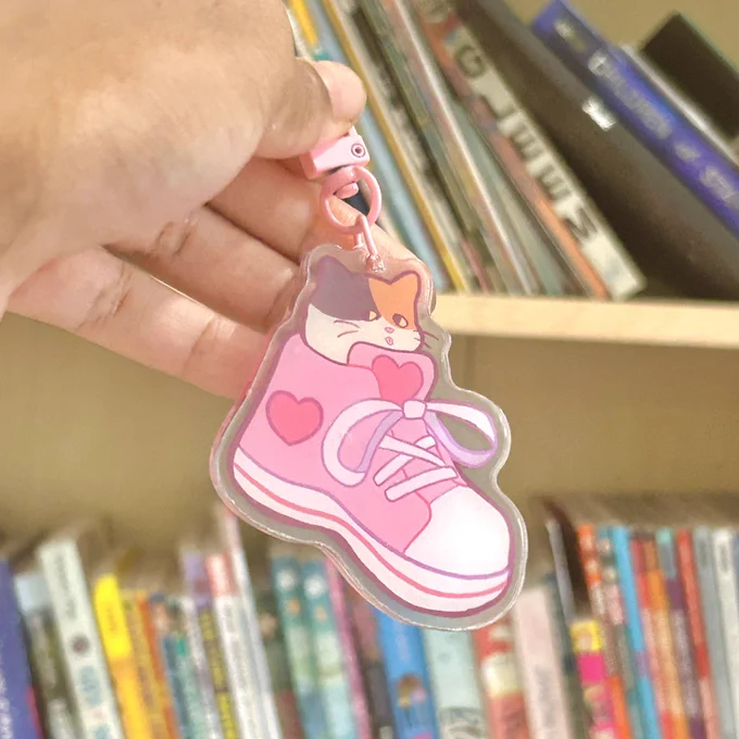 Sneaker cat acrylic charms now available in my shop! 