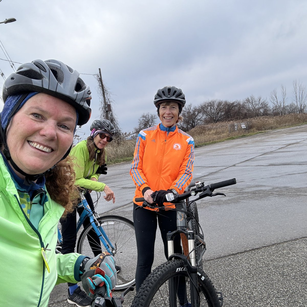 A breezy ride this am - and checking out <a href="/GordieHoweBrg/">Gordie Howe International Bridge</a> and exploring new areas in #YQG 

We were The Neon Riders! 

#cycling 

😂 🚴 🚴‍♀️ 🚴‍♂️