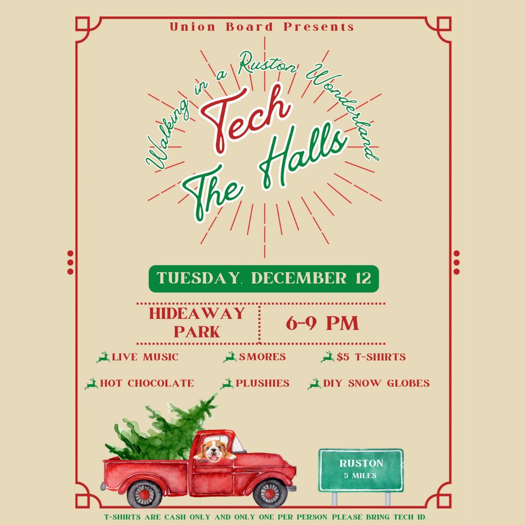 Tech the Halls is this Tuesday December 12th!!! Come hang out in our Ruston wonderland with live music, delicious s’mores and hot chocolate, cute plushies and t-shirts, and more!