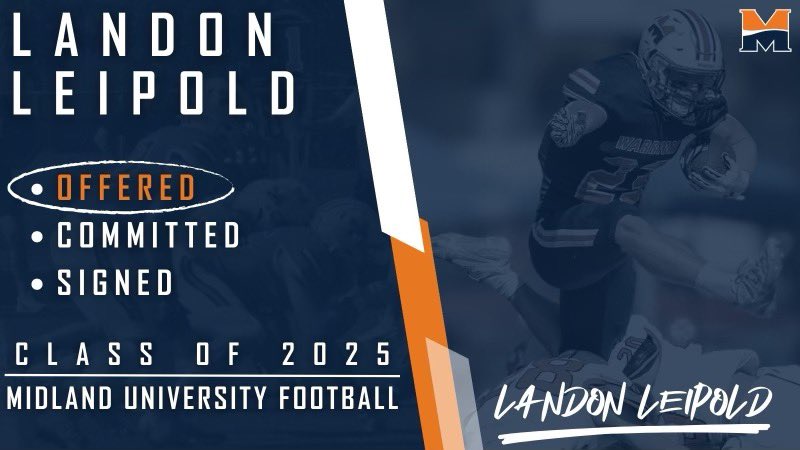 Landon Leipold (@landonleipold) on Twitter photo After a great talk with <a href="/CoachJamrog/">MU Coach Jeff Jamrog</a> and <a href="/CoachCadenMurph/">Caden Murphy</a> I am blessed to receive an offer from Midland University!! <a href="/FSFirebirdFB/">Free State Firebird Football</a> <a href="/CoachKStew23/">Kevin Stewart</a> After a great talk with <a href="/CoachJamrog/">MU Coach Jeff Jamrog</a> and <a href="/CoachCadenMurph/">Caden Murphy</a> I am blessed to receive an offer from Midland University!! <a href="/FSFirebirdFB/">Free State Firebird Football</a> <a href="/CoachKStew23/">Kevin Stewart</a>