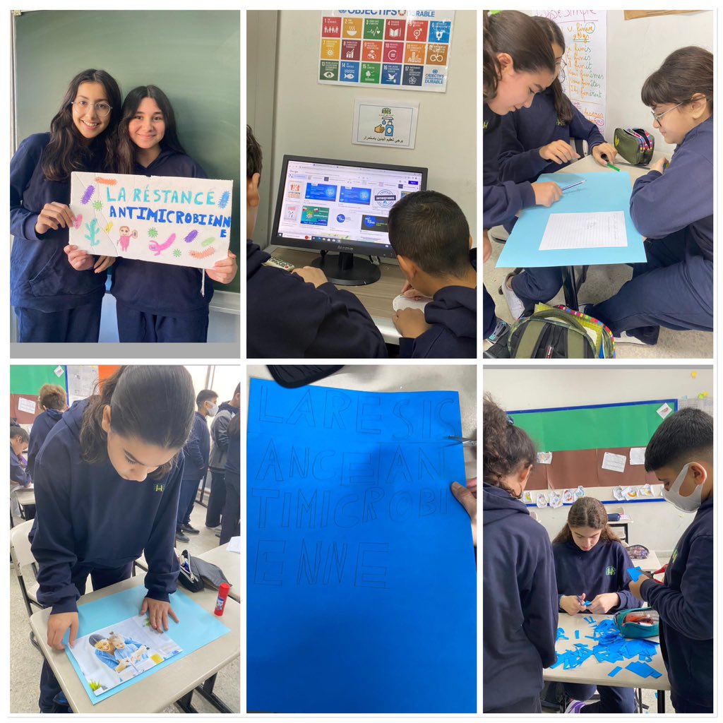 BioRHHS's tweet photo. Les élèves de la classe EB7A et EB7B ont participé à La semaine mondiale de la résistance antimicrobienne (RAM)@RHHS_Saida @BioRHHS https://t.co/mgcYCRSo6x