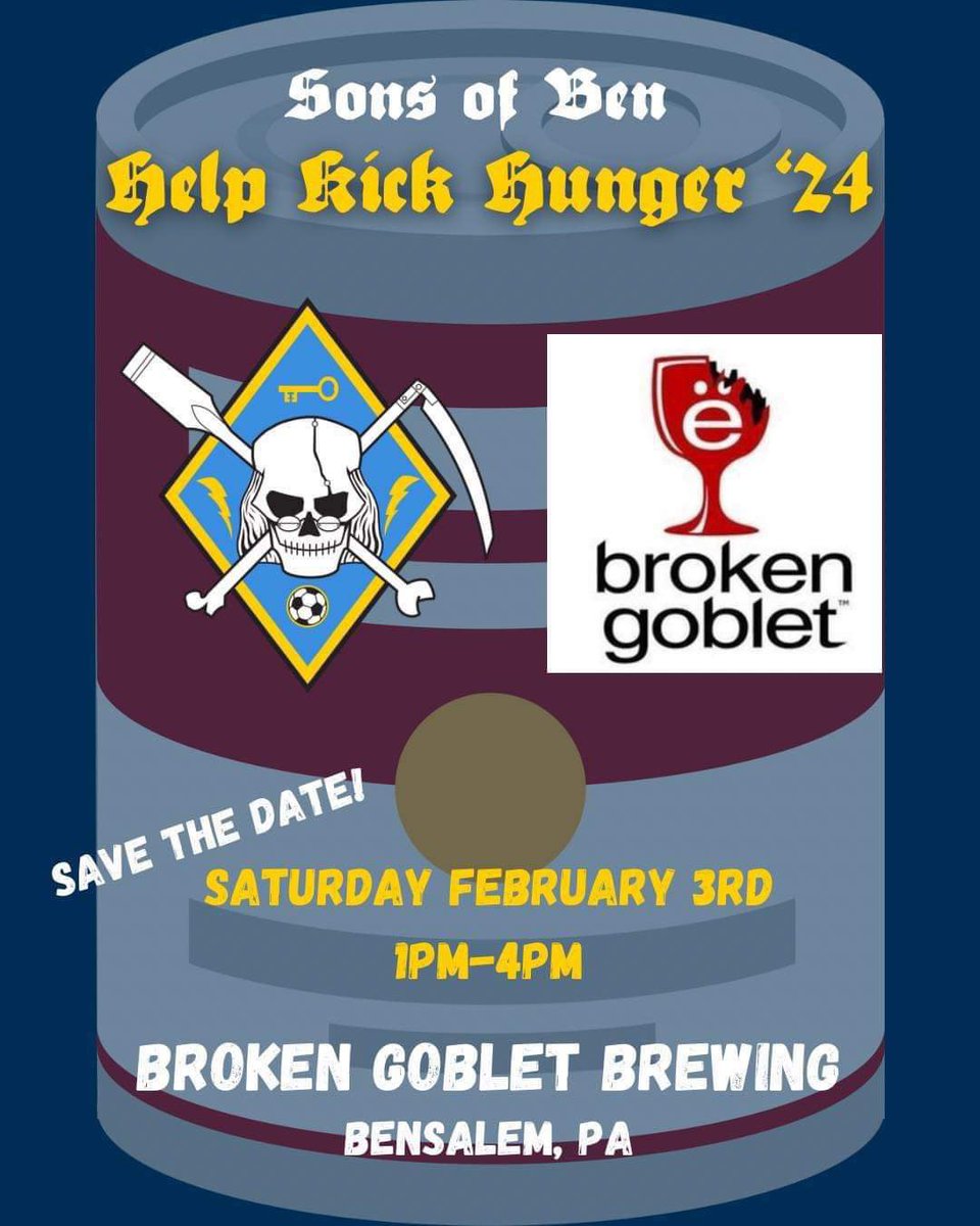 Save The Date! 📣💥 We are proud to announce that Help Kick Hunger 2024 will be held at Broken Goblet Brewing on Saturday, February 3rd from 1pm - 4pm. Tickets and additional information will be released later this week. We can’t wait to see everyone!”