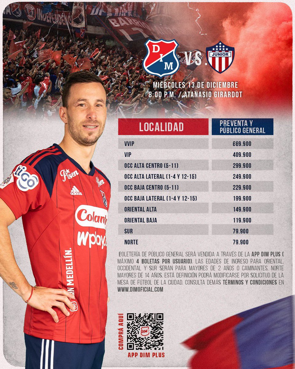 DIM_Oficial's tweet photo. [⭐🔴🔵] ¡JUN7OS POR LA SÉP7IMA!
👉 Habilitada la etapa para quienes compraron boleta para DIM vs América
⚠ Comprá por https://t.co/5zQc0YQK5w la misma cantidad de boletas a tu nombre
⏳ Plazo hasta mañana a la medianoche
⚠ Si cediste tu boleta vs América, el titular y habilitado para comprar la entrada de la final es el receptor
❌ NO está permitido el ingreso a hinchada visitante

Este año damos la vuelta con el Medellín🎶 .❤️💙

#MásFuer7esJun7os 🤜🤛