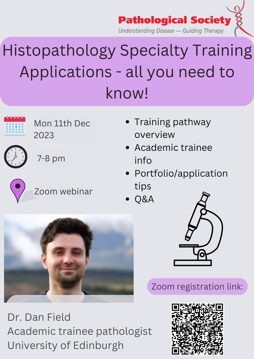 Are you a medical student/foundation doctor/speciality doctor looking at switching to a career in pathology? 🧬🔬 Our fantastic undergraduate network (@PathSocUG) have arranged an excellent talk on all you need to know about histopathology specialty training applications!