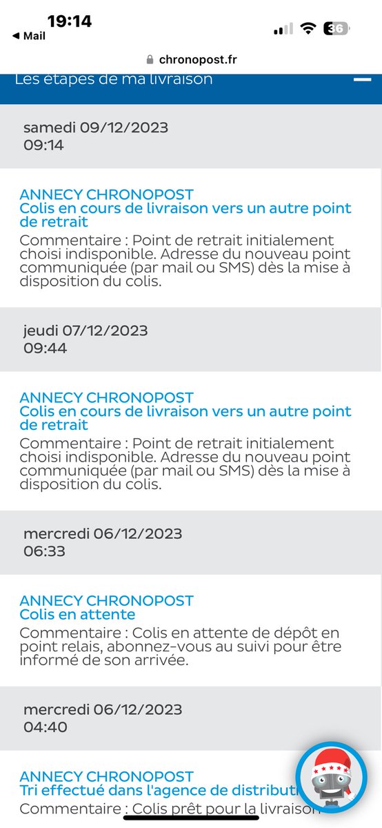 JennieSteward's tweet photo. @Chronopost Où est ma livraison ? Pourquoi ne peut-elle pas être livrée au même point relais que celui où elle a été livrée chaque mois ? Pourquoi personne ne me contacte ? 5 jours de retard !!! https://t.co/TuZgiMAaS9
