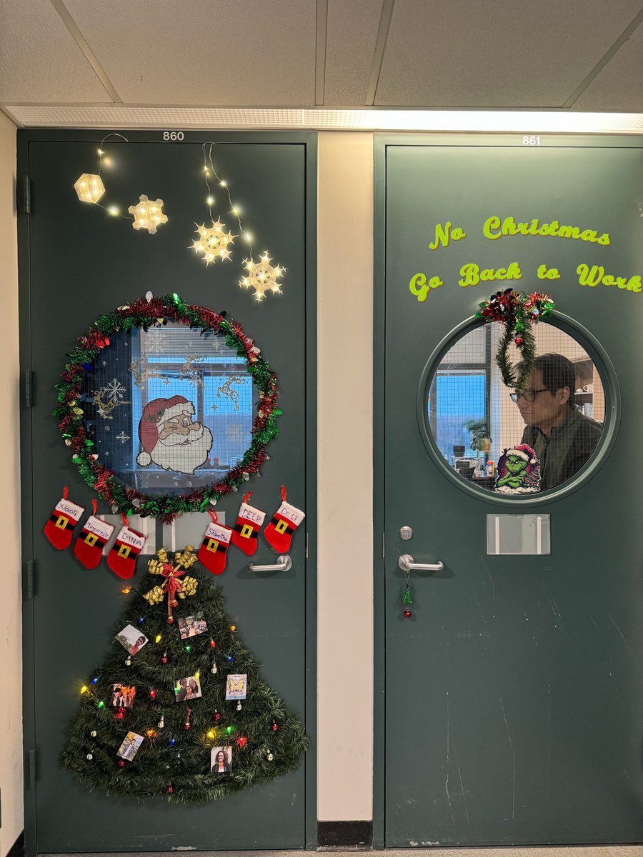 Here @UBChemistry , we have a Christmas door decoration competition. In the picture below, one of the doors is my office, the other is my students’ office. Happy holidays everyone!