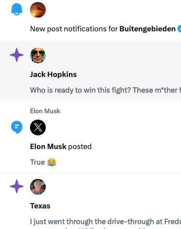 Suddenly my notifications are including things like in the attached screen shot. I have them turned off. What does these purple stars signify? I follow the account with the bell, but not the others. And 'Texas' is precisely the kind of shit I don't want to have to see.