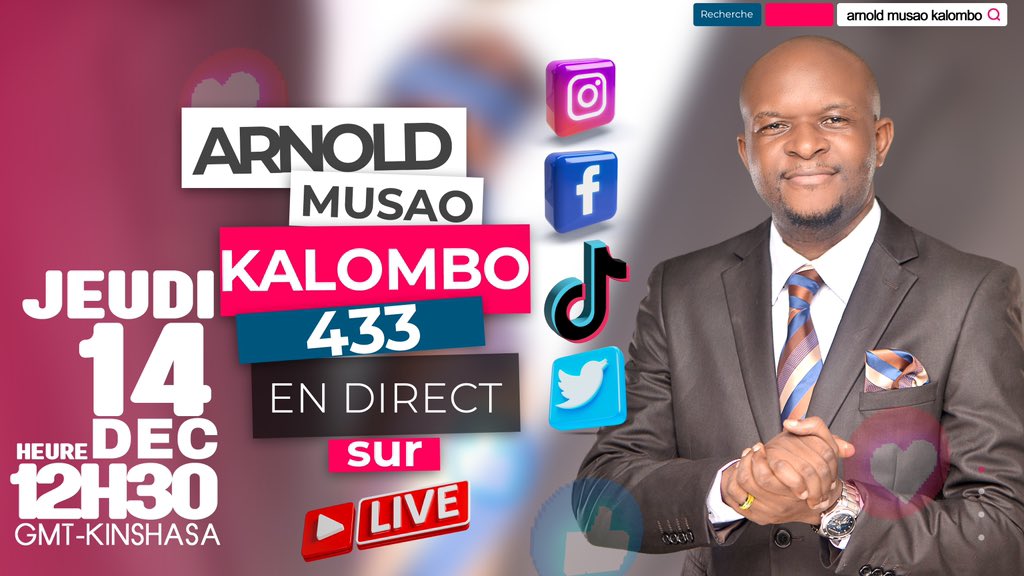 KalomboMusao's tweet photo. On se donne rendez-vous ce jeudi 14 décembre 2023 à 12h30’.

#Présidence #guyloando #kabuya #fatshi20 
#amk #433 #elections #montamba https://t.co/jgCfhTjfhN